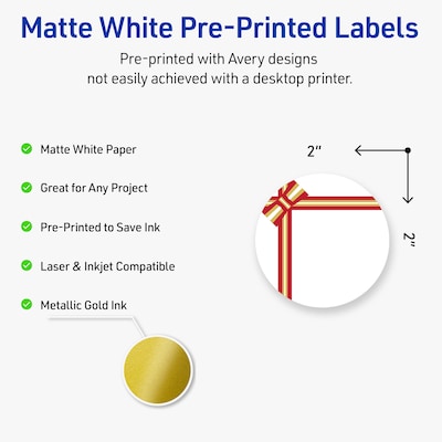 Avery Circle Multipurpose Labels, 2 Dia., White, 120/Pack (19479370580)