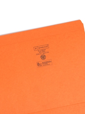 Smead File Folders, Reinforced Straight-Cut Tab, Letter Size, Orange, 100/Box (12510)