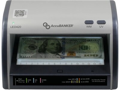 AccuBANKER Counterfeit Bill/Document Validator, 1 Compartment, Gray (LED420)