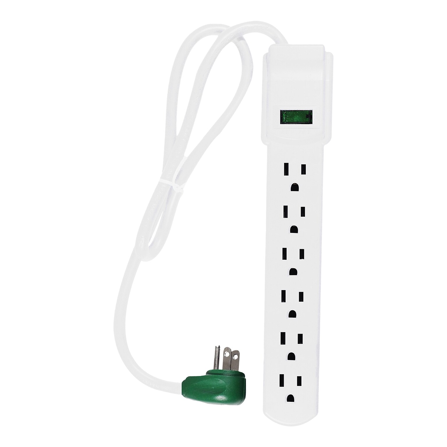 GoGreen Power 6 Outlet Surge Protector, 2.5 Cord, White (GG-16103MS)