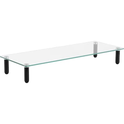 Lorell Glass Monitor Stand, Up to 42 Monitor, Clear/Black (LLR99533)