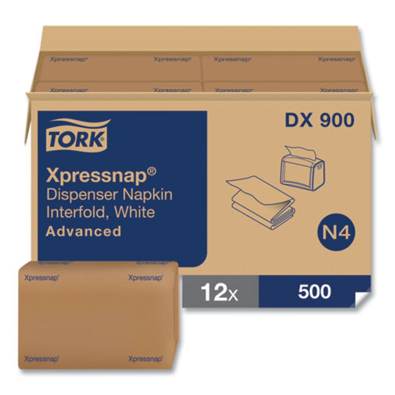 Xpressnap Interfold Dispenser Napkins, 1-Ply, Bag-Pack, 13 X 8.5, White, 6000/Carton (TRKDX900)