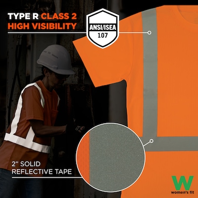 GloWear 8274 High Visibility Short Sleeve Women’s T-Shirt, ANSI Type R Class 2, Orange, X-Small (22081)