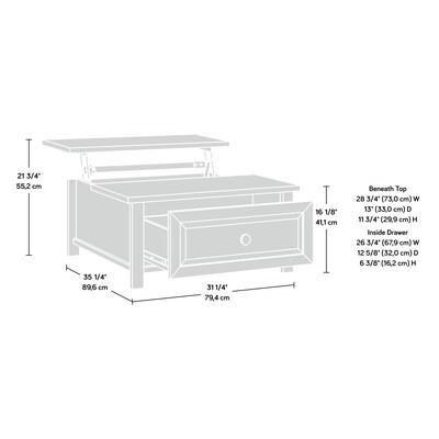 Sauder Hillmont Farm 35"W x 31"D Coffee Table, Timber Oak (435179)
