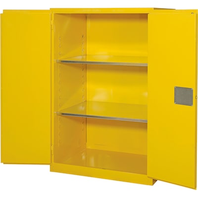 Global Industrial Flammable Cabinet, Manual Close Double Door, 90 Gallon, 43"W x 34"D x 65"H