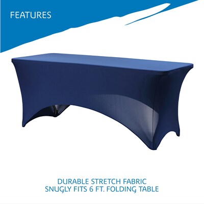 Iceberg 72"L x 30"W Stretch-Fabric Table Cover, Blue (16526)