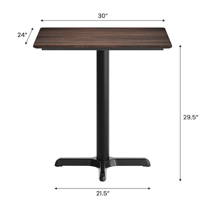 Flash Furniture Acadia Wooden Dining Table with X-Base, 23.75"D x 29.75"W, Dark Brown/Black Base (ST2430WBRT2222)