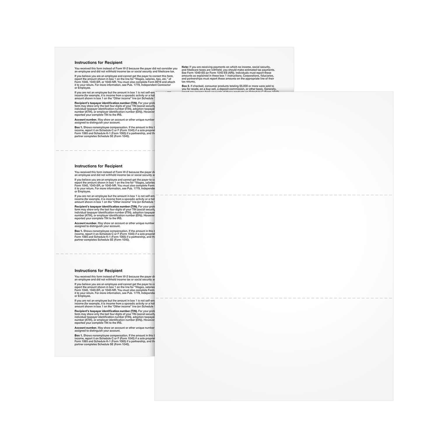 Adams Employees Copies Cut Sheet 2025 1099-NEC Tax Form, 1-Part, 50/Pack (LNECBLANK-S)