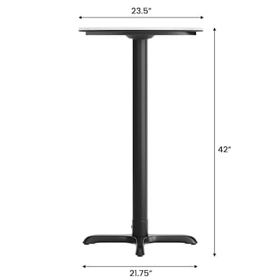 Flash Furniture Acadia 24" Round Wooden Dining Table with X-Base, White Faux Marble/Black Base (STRD24WMAT2222B)