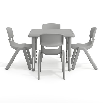 Flash Furniture Emmy Square Activity Table Set, 24" x 24", Height Adjustable, Soft Gray (YCX232SQRTBSGYE)