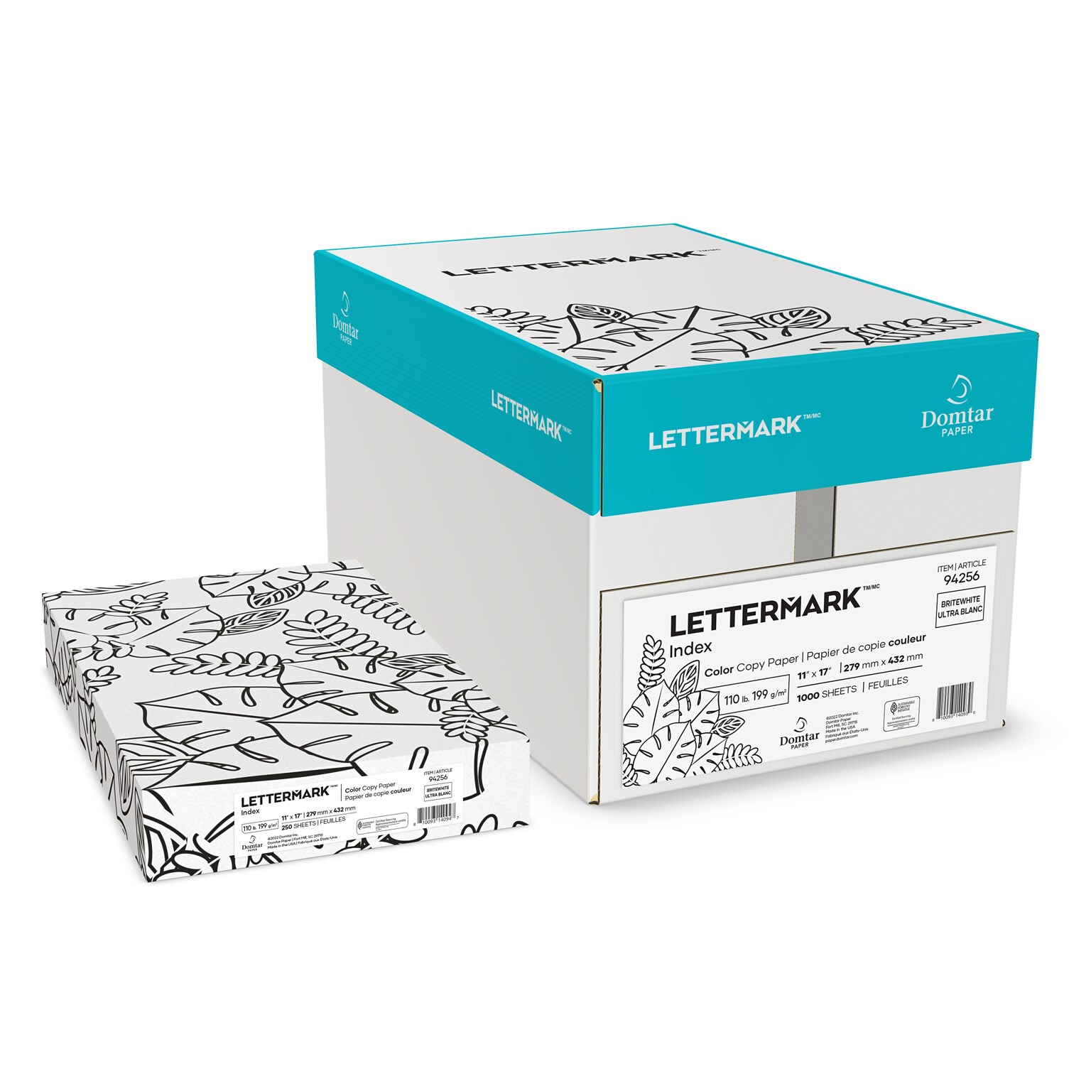 Lettermark Colors Index 110 lb. Index Paper, 11 x 17, Brightwhite, 250 Sheets/Carton (94256)