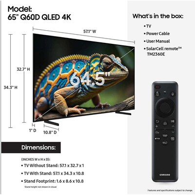 Samsung Neo QN800D 65” Smart QLED 8K UHD AI Enabled TV (QN65QN800DFXZA)