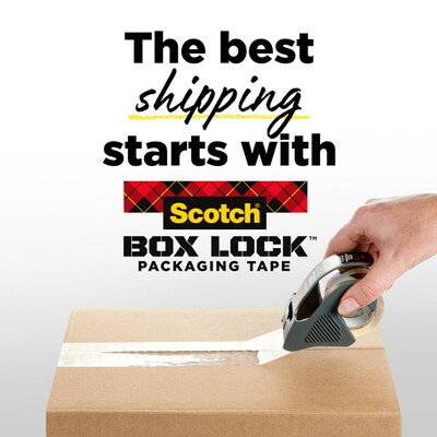 Scotch Box Lock Shipping Packing Tape, 1.88 in. x 38.2 yds., Clear, 3 Pack (3950S-3)