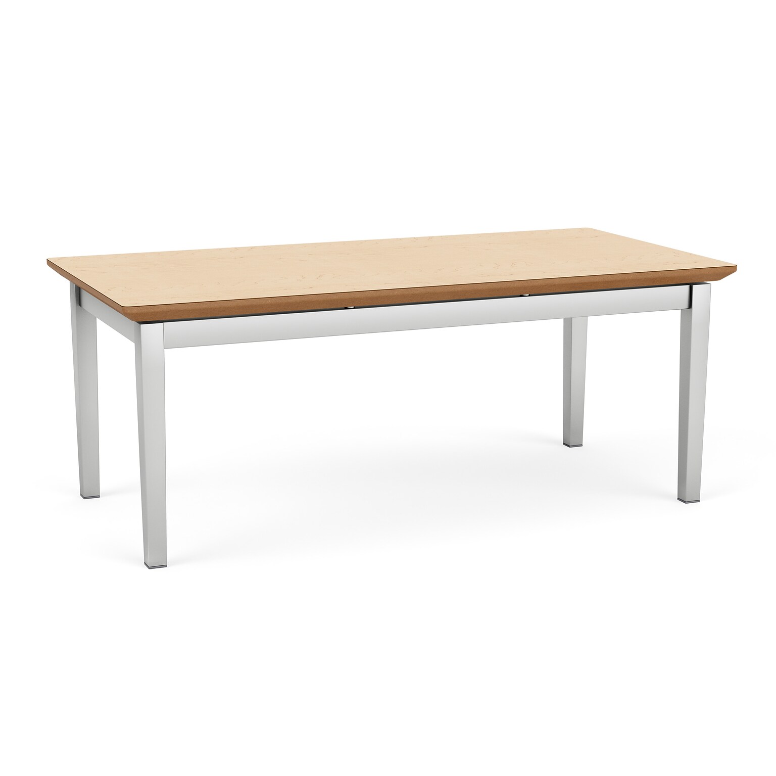 Lesro Amherst Steel 40W x 20D Laminate Coffee Table, Natural Maple/Silver (AS0840.SSV.TNM)