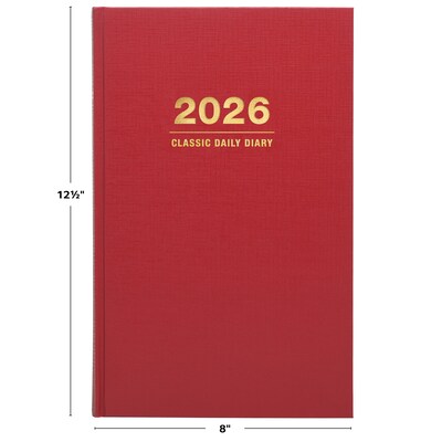 2026 Global Printed Products Professional Diary 6" x 8" Daily Planner, Paperboard Cover, Red (SDCY2668RD)