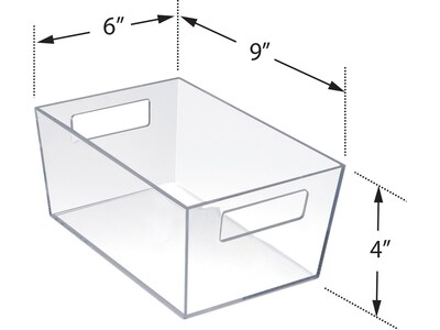 Azar Small Open Lid Storage Tote, Clear, 4/Pack (556233)