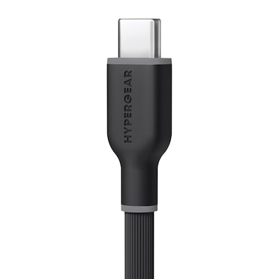 HyperGear Flexi Pro USB-C to USB-C Soft-Touch Silicone Fast Charge and Sync Cable, 15 ft., Black (16053)