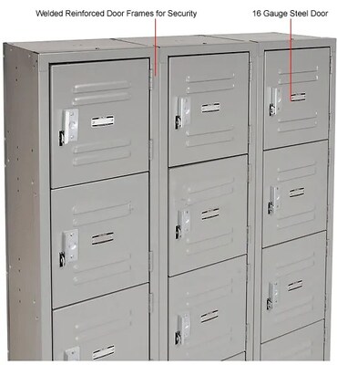 Global Industrial Capital 6-Tier 18-Door Box Locker, 36"W x 18"D x 78"H, Gray (269697GY)