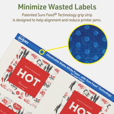 Avery Dissolvable Square Multipurpose Labels, 3" x 3", Off-white, 150/Pack (94101)