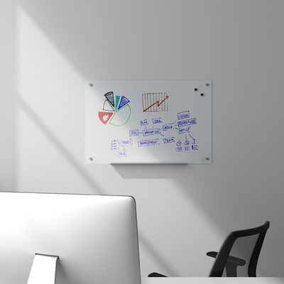 TRU RED™ Magnetic Tempered Glass Dry Erase Board, White, 3' x 2' (TR61195)