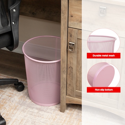 Staples Metal Mesh Trash Can, 4.4 Gallon, Dusty Pink (ST63854)