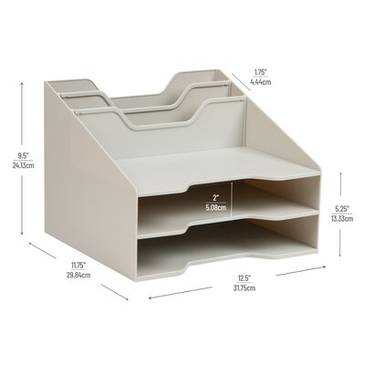 Mind Reader 5-Compartment Plastic Desk Tray, Beige (ANCHBOX5-BEI)