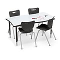 MooreCo Hierarchy Creator Activity Table, Wavy Rectangle Porcelain Steel Dry Erase Marker Top, Black
