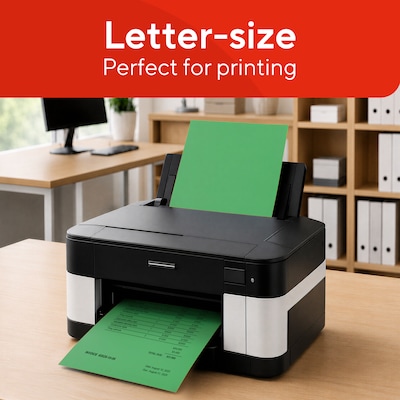 Staples Brights Multipurpose Paper, 24 lbs., 8.5" x 11", Dark Green, 500/Ream (20103)
