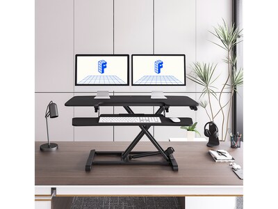 FlexiSpot M7 Series 40"W Manual Rectangular Adjustable Standing Desk Converter, Black (M7-E-40B)