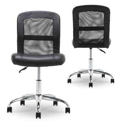 Serta Essentials Armless Ergonomic Bonded Leather/Mesh Swivel Task Chair, Black (48740)