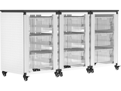Luxor Mobile 9-Section Modular Classroom Storage Cabinet, 28.75"H x 18.2"D, White (MBS-STR-31-9L)