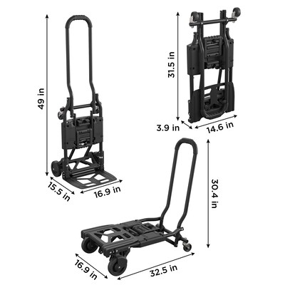 Cosco Shifter Convertible Hand Truck, 300 lb. Capacity, Black (12223BLK1E)