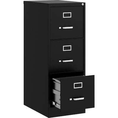 Lorell Fortress 3-Drawer Vertical File Cabinet, Letter Size, Lockable, 40.2"H x 15"W x 22"D, Black (LLR42297)