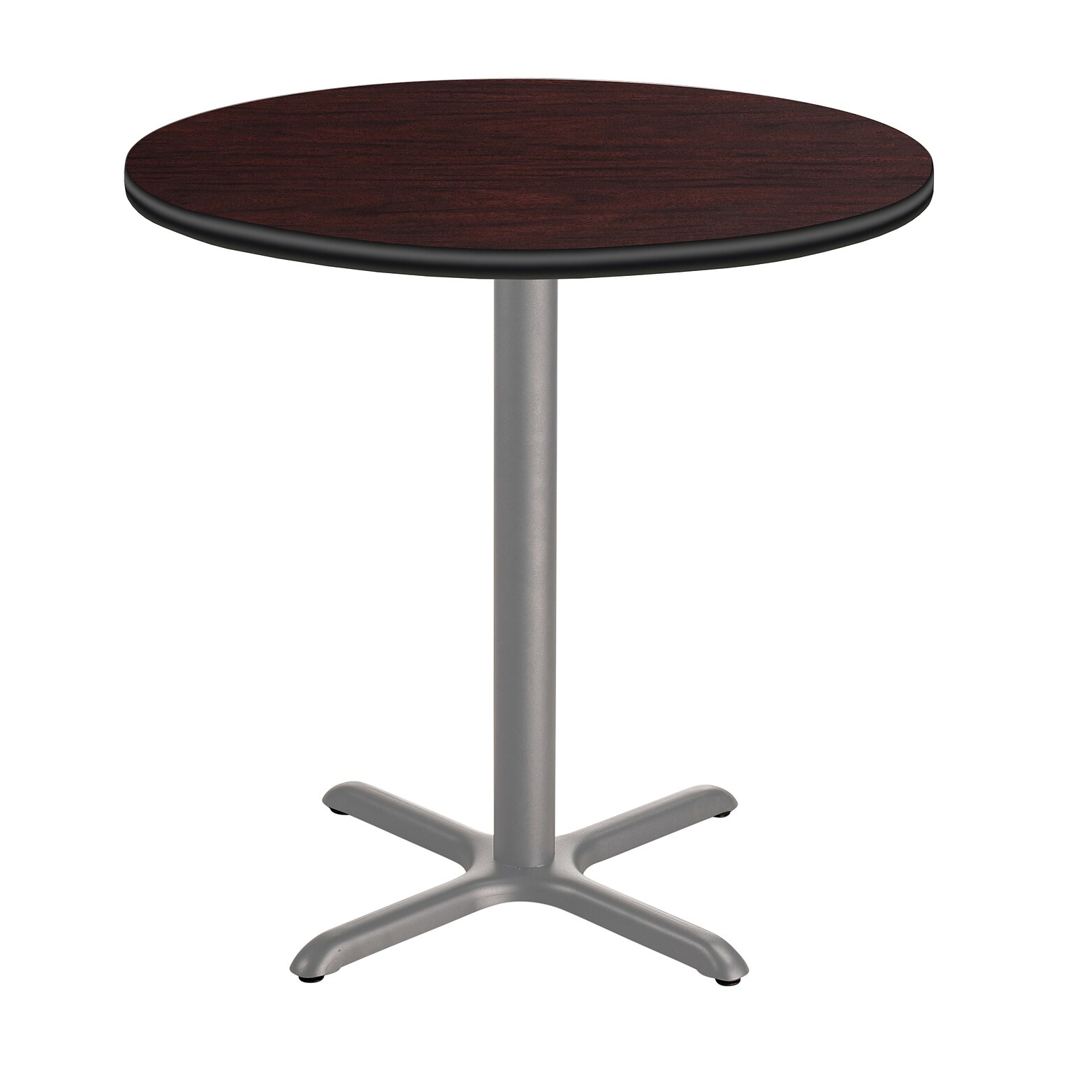 NPS CT Series 36 Round 42 Height Cafe Table, X Base, Grey Frame/Mahogany Top (CTG13636XBPBTMMY)