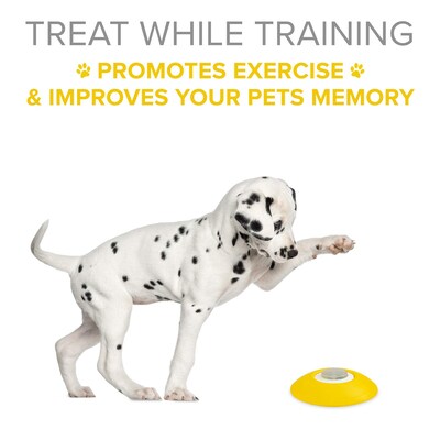 Arf Pets Dog Treat Dispenser w/ Button, Dog Memory Training Toy, Yellow/White (APTDT)