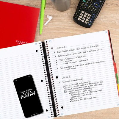 Five Star Advance 5-Subject Subject Notebooks, 8.5" x 11", College Ruled, 200 Sheets, Color Chosen at Random (06326)