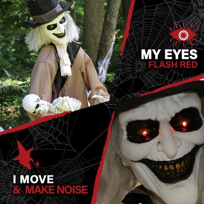 Haunted Hill Farm 5.25' Jebediah Bones Animatronic Gravekeeper (HHGRVKPR-1FLSA)