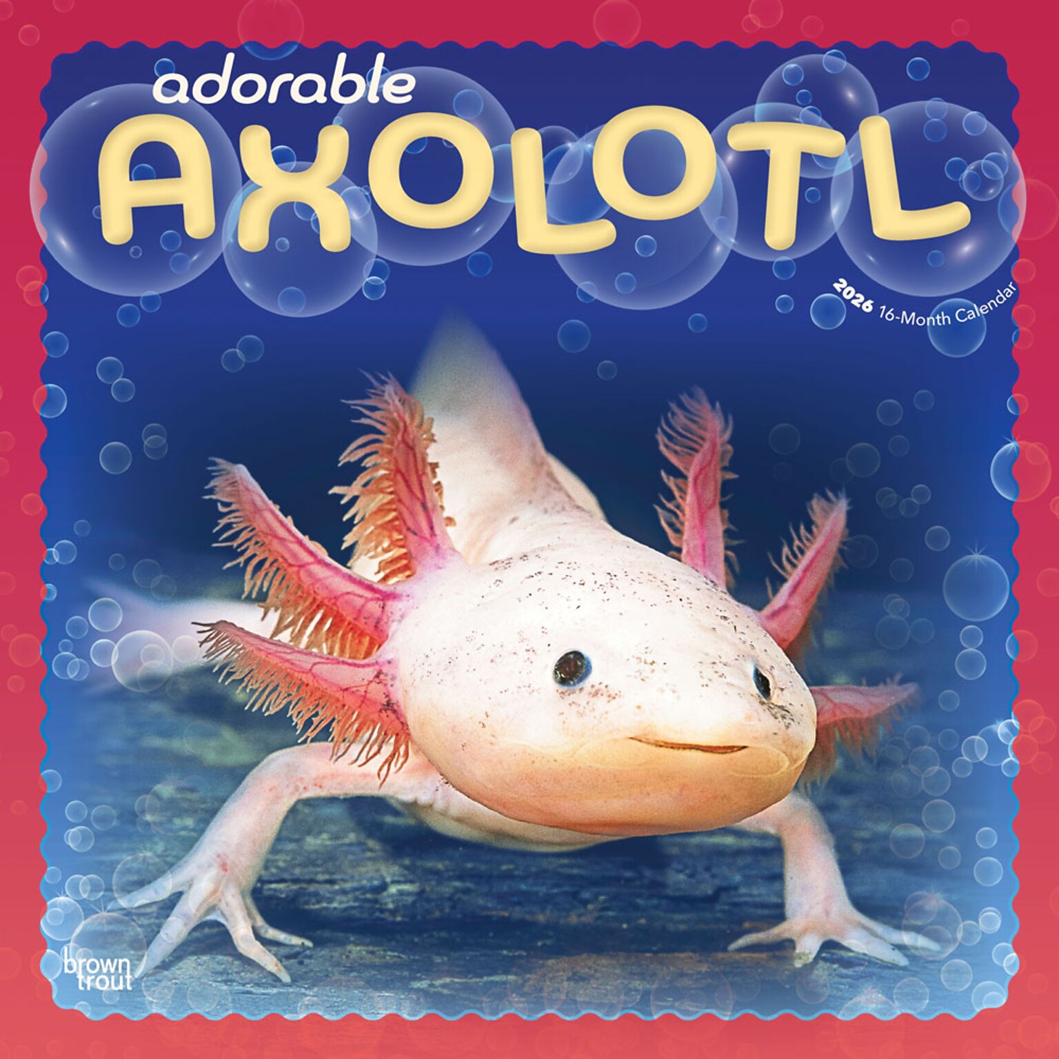 2026 BrownTrout Adorable Axolotl 12 x 12 Monthly Wall Calendar (9798330708079)