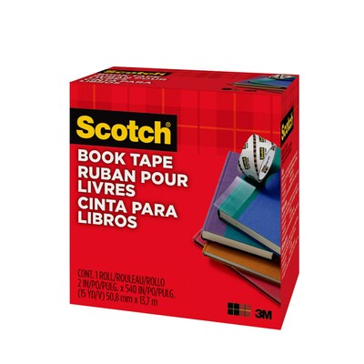 Scotch Book Transparent Clear Tape, 2 x 15 yds., 3 Core, Transparent (845-2)