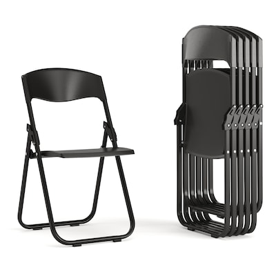 Flash Furniture Plastic Folding Chair, Black, Set of 6 (6RUTIBLK)