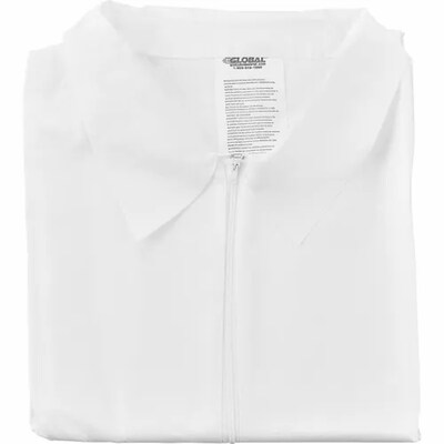 Global Industrial Disposable Microporous Coverall, Open Wrists/Ankles, White, Large, 25/Case (708188L)