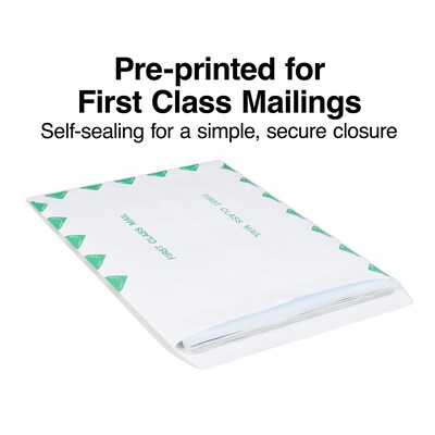 Staples® Wove Self-Sealing First-Class Catalog Envelopes; 10" x 13", White, 100/Box (195032/19297)