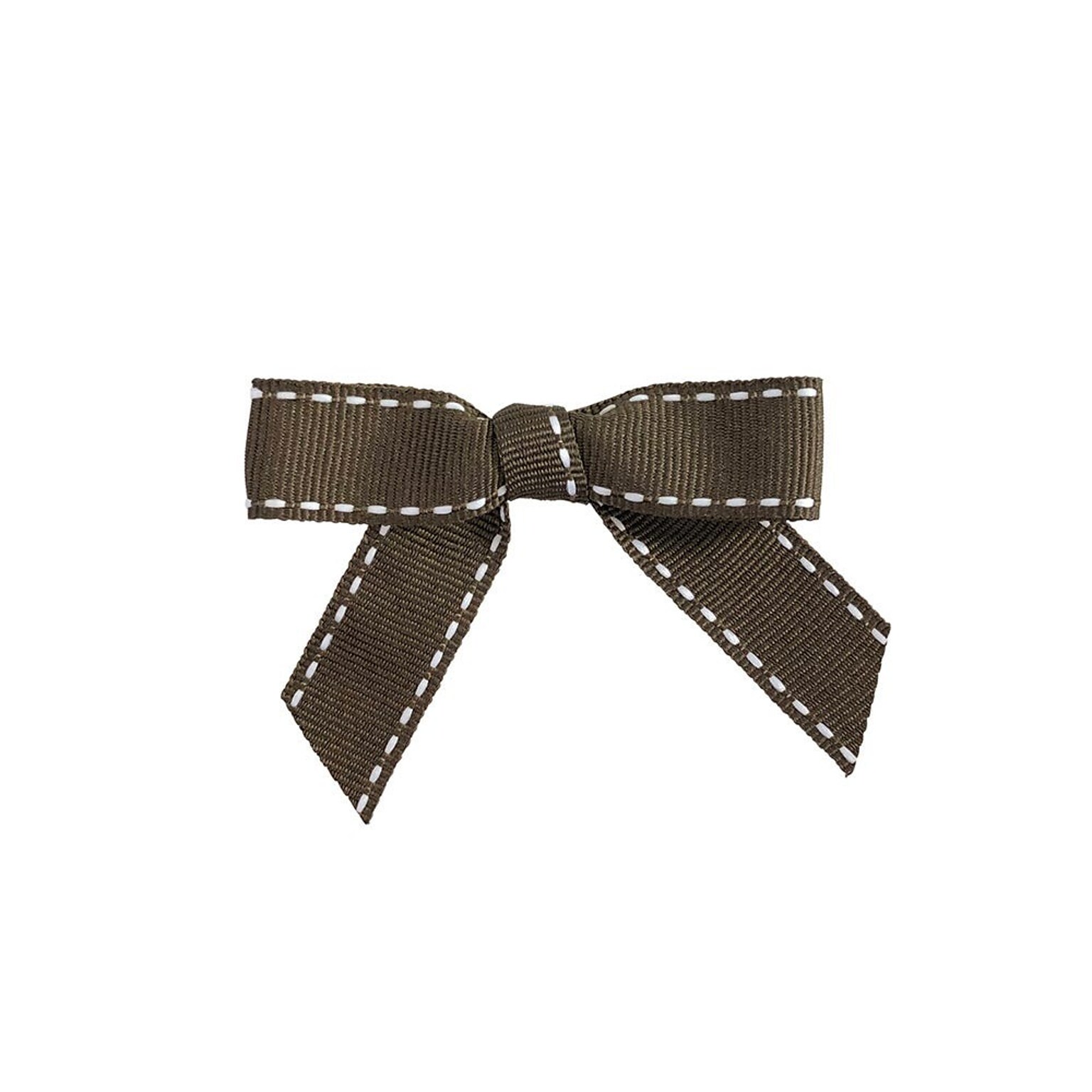 JAM Paper Grosgrain Bows, Brown and White Stitch, 100/Pack (52640349327)