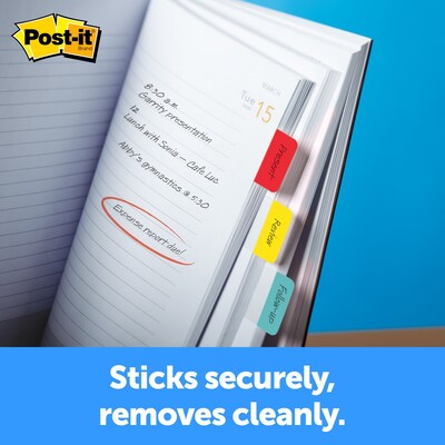 Post-it Tabs, 1" Wide, Assorted Solid Colors, 100 Tabs/Pack (686-RALY)