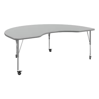 Flash Furniture Wren Kidney Activity Table, 72 x 48, Height Adjustable, Gray Top/Silver Frame (XUA4872KDGYTPC)