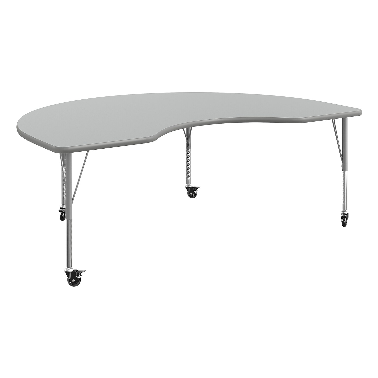 Flash Furniture Wren Kidney Activity Table, 72 x 48, Height Adjustable, Gray Top/Silver Frame (XUA4872KDGYTPC)