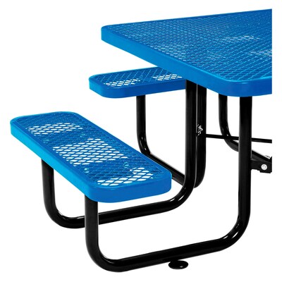 Global Industrial 46 Square Outdoor Steel Picnic Table, Expanded Metal, Blue (277151BL)