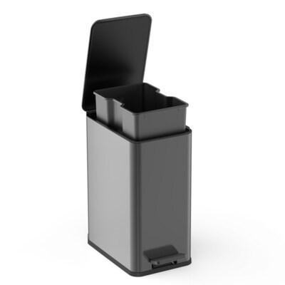 NineStars Stainless Steel Indoor Step-On Trash Can, 2.6 Gallons, Black (XZD-10-88BK)