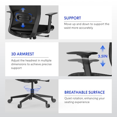 FlexiSpot Ergonomic Mesh Swivel Computer and Desk Chair, Black (C3B-FM)