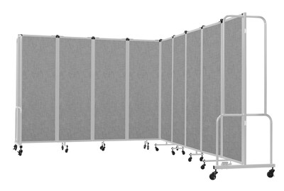 National Public Seating Robo Series 9-Panel Folding Mobile Room Divider, 72"H x 210"W, Grey Fabric (RDG6-9PT02)